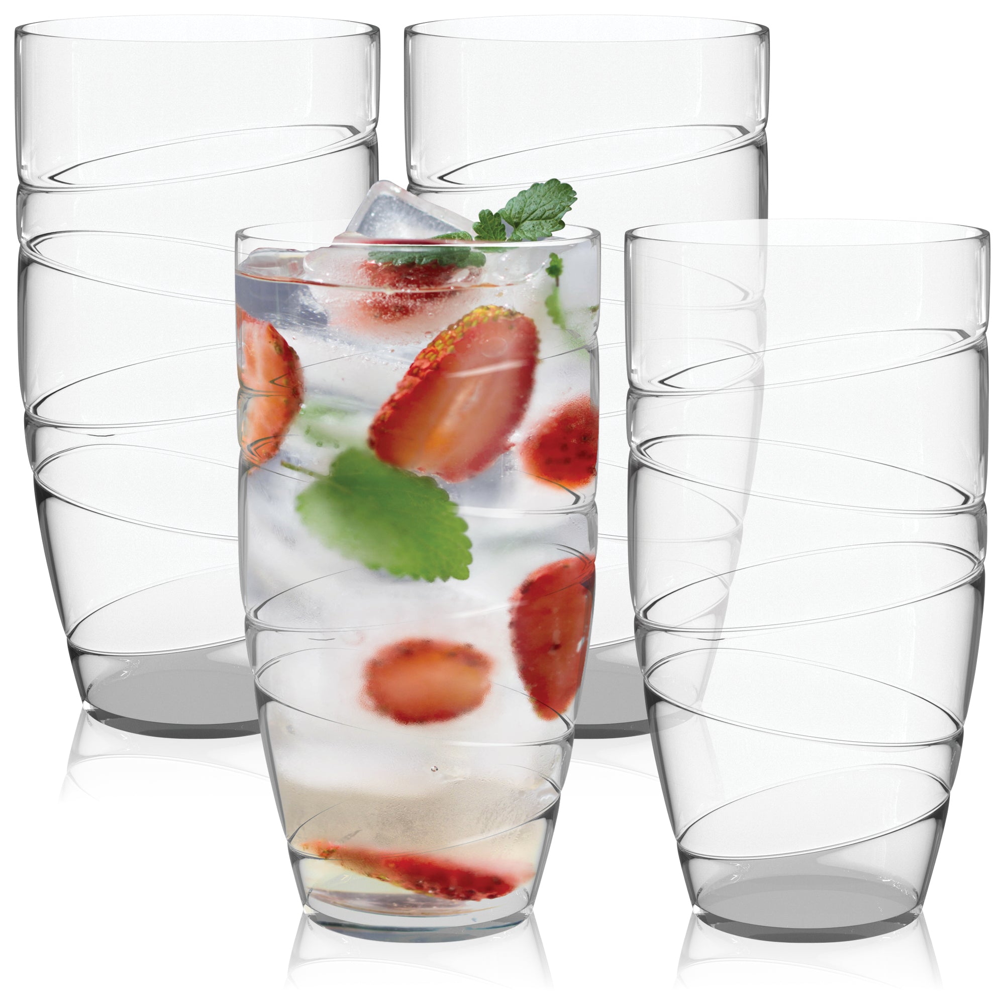 HEFTMAN CLEAR SWIRL ACRYLIC TUMBLERS - SET OF 4