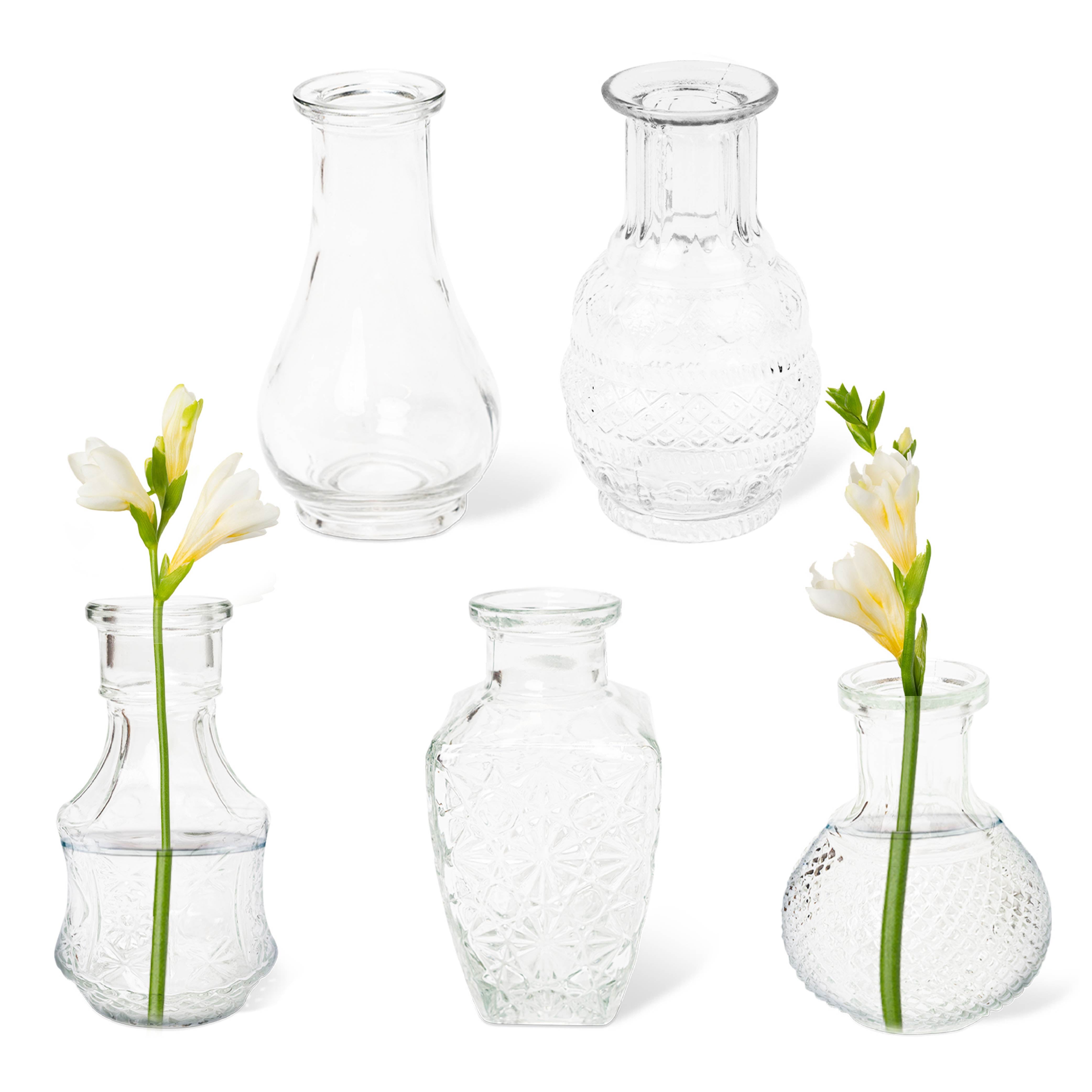 HEFTMAN SMALL GLASS VINTAGE VASE - SET OF 5