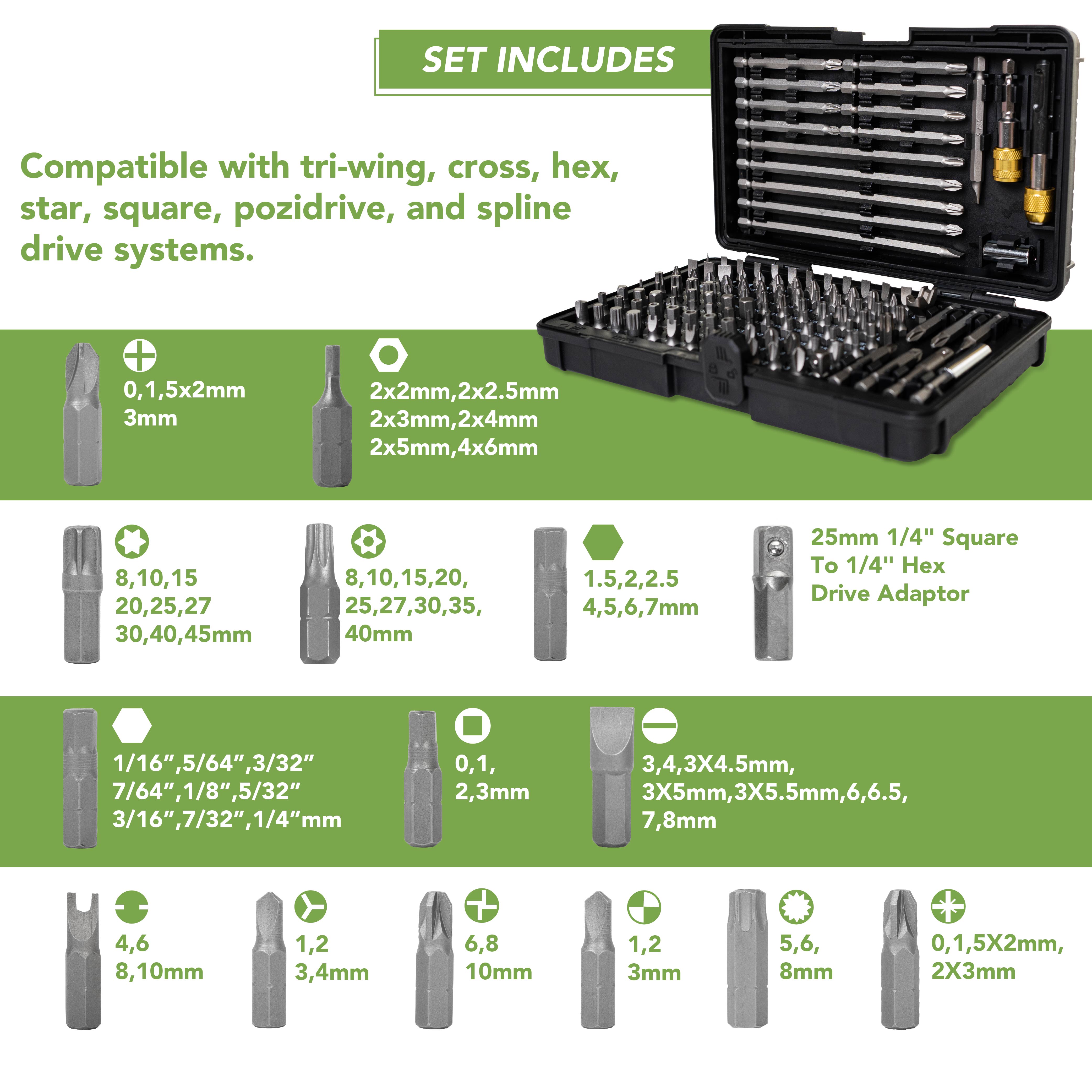 BLOSTM MAGNETIC SCREWDRIVER BIT SET 127 PIECE