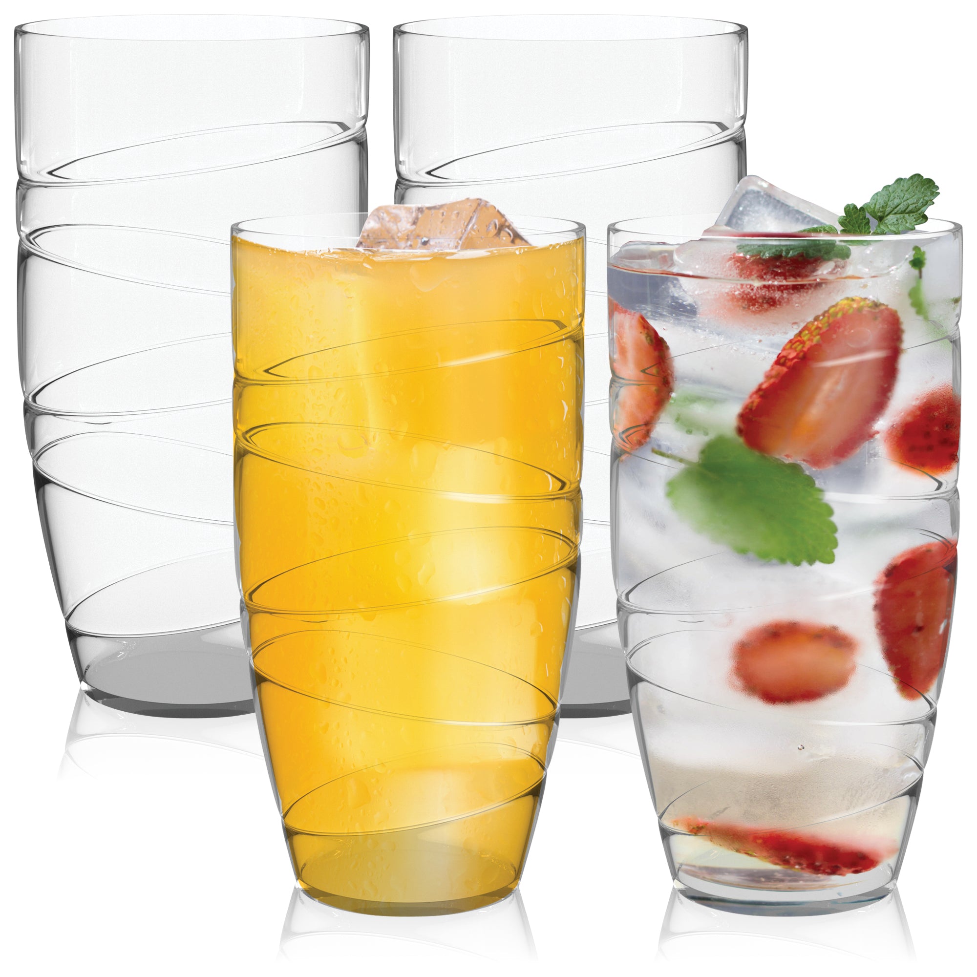 HEFTMAN CLEAR SWIRL ACRYLIC TUMBLERS - SET OF 4