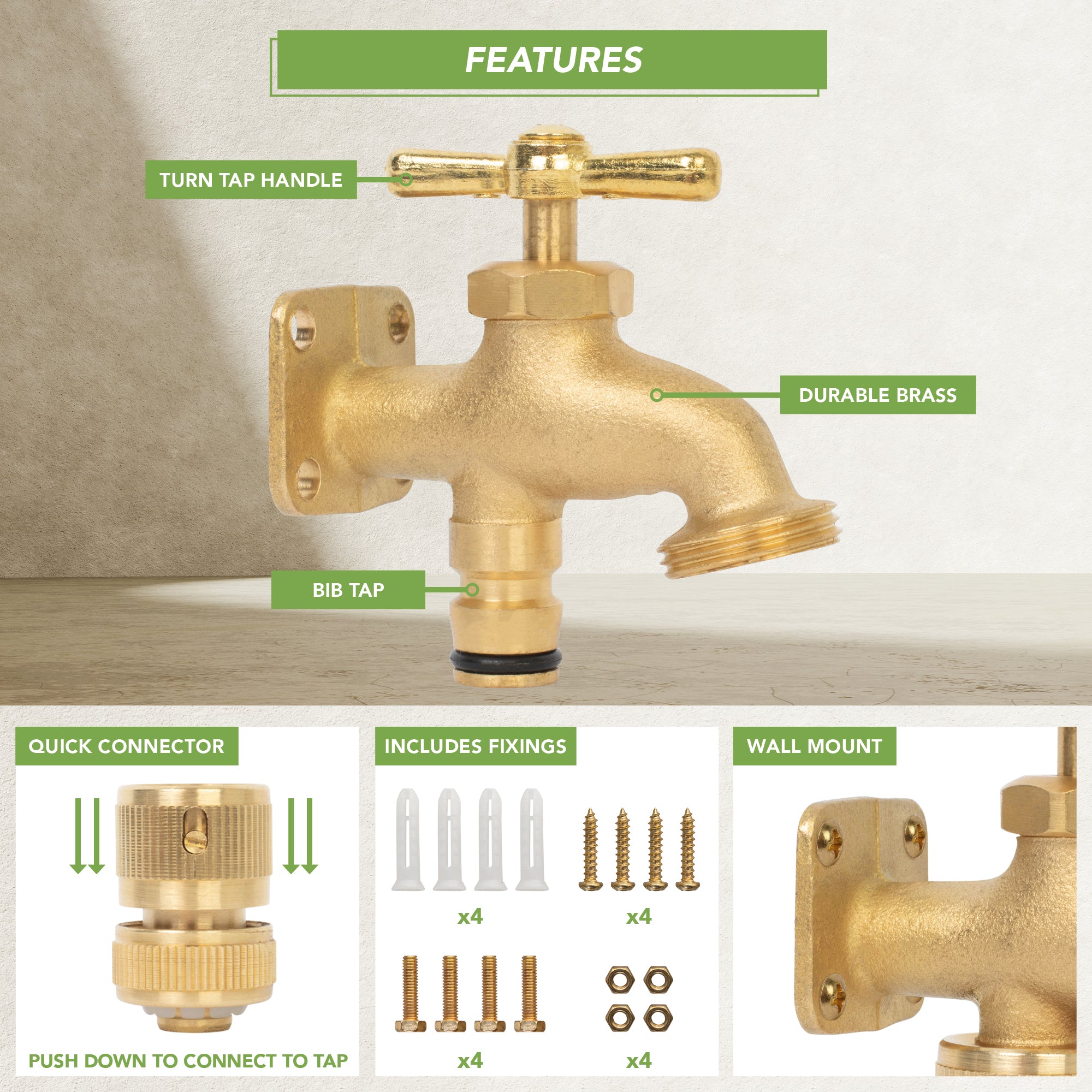BLOSTM BRASS ANYWHERE HOSE TAP