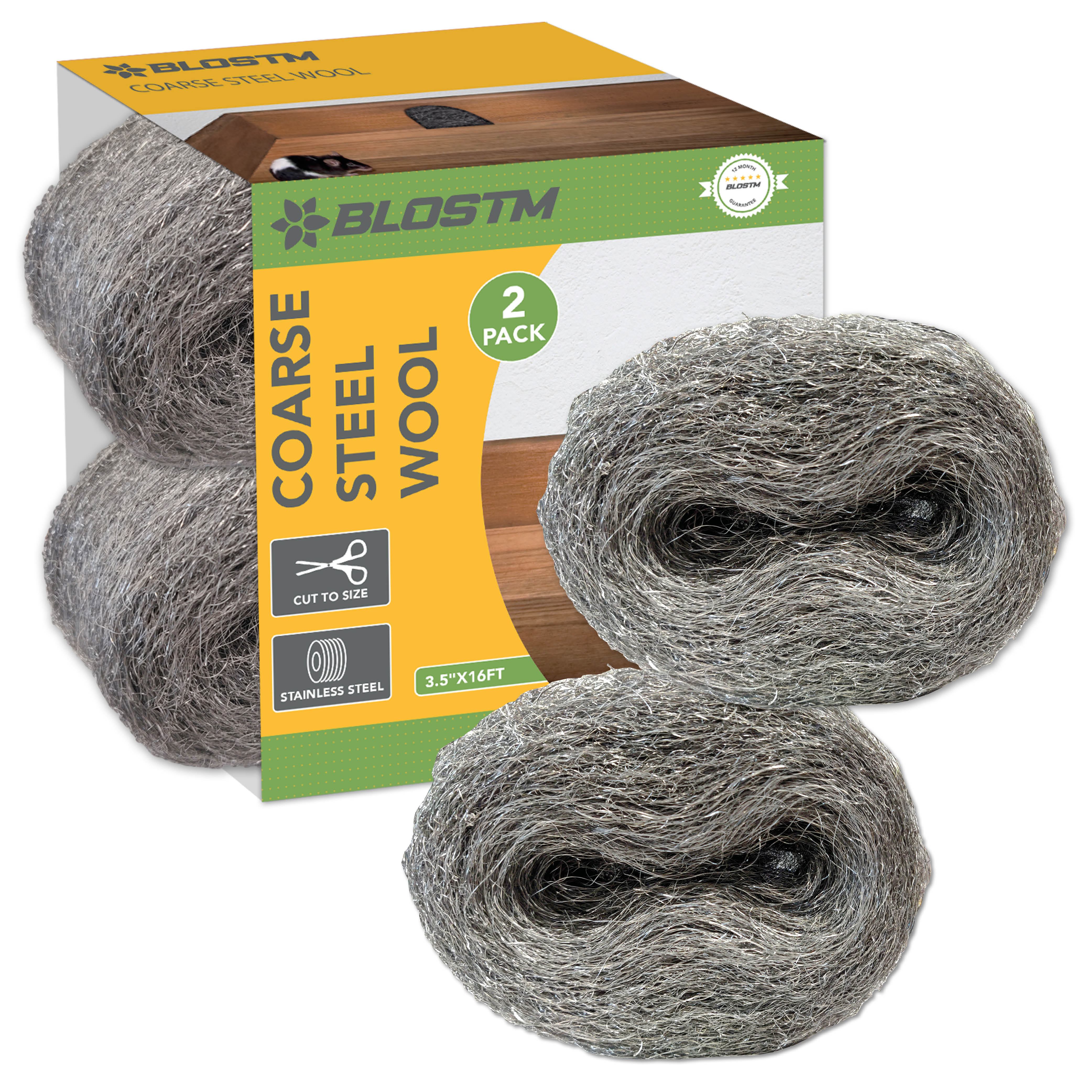 BLOSTM COARSE STEEL WOOL (PACK OF 2)