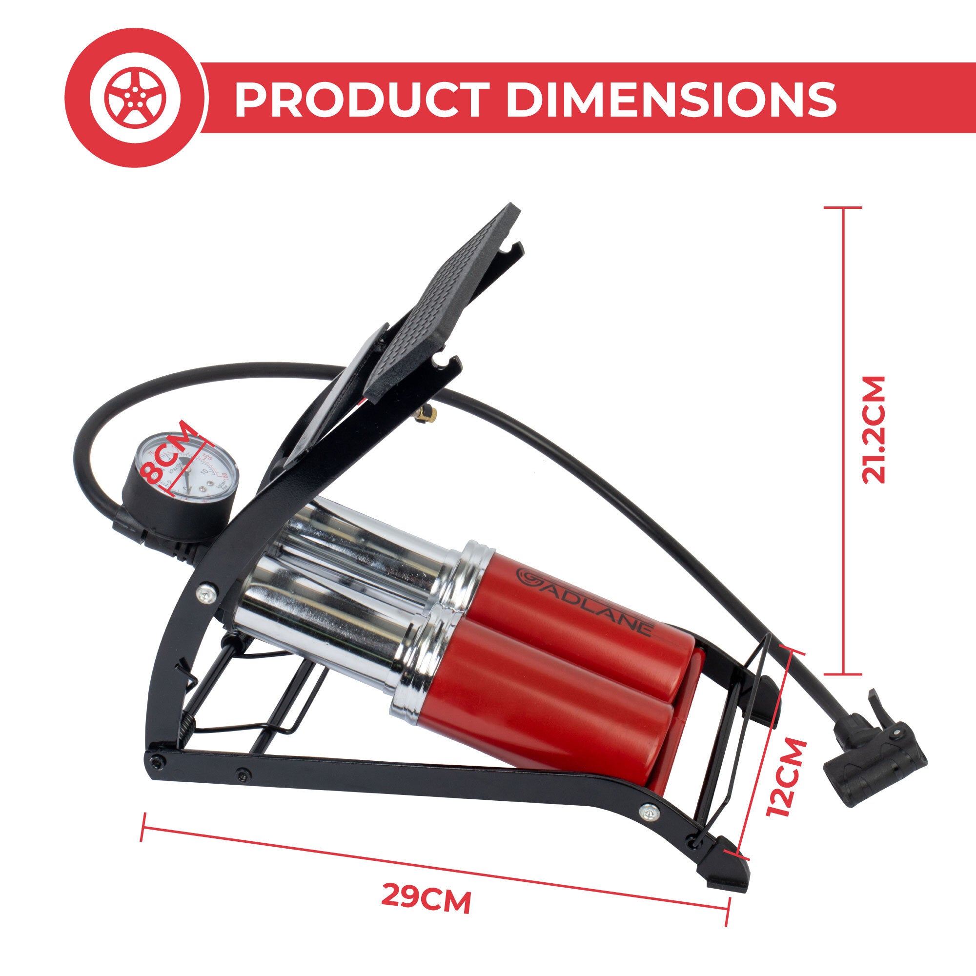 GADLANE DOUBLE CYLINDER FOOT PUMP