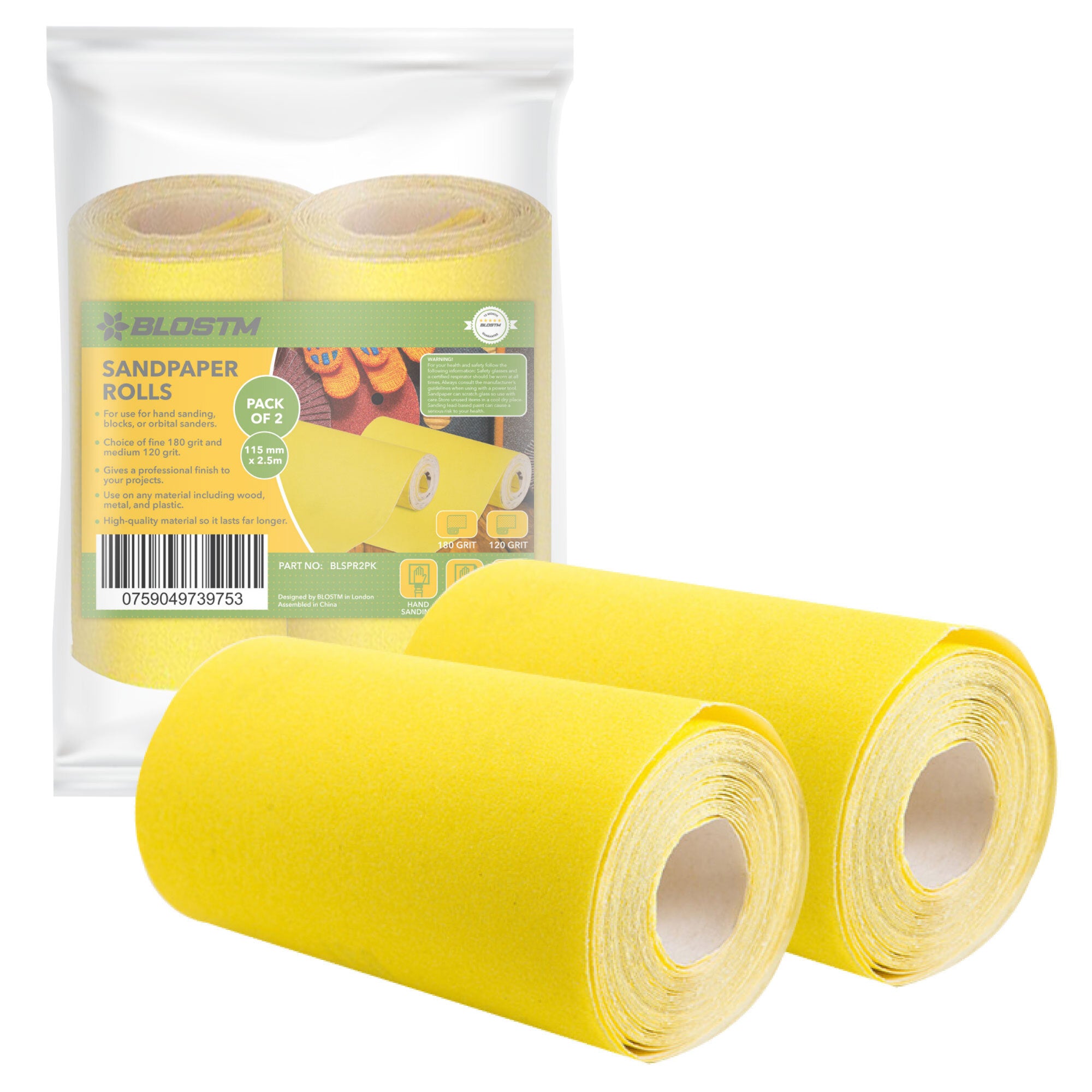 BLOSTM SAND PAPER ROLLS 1. 180 GRIT 2. 120 GRIT