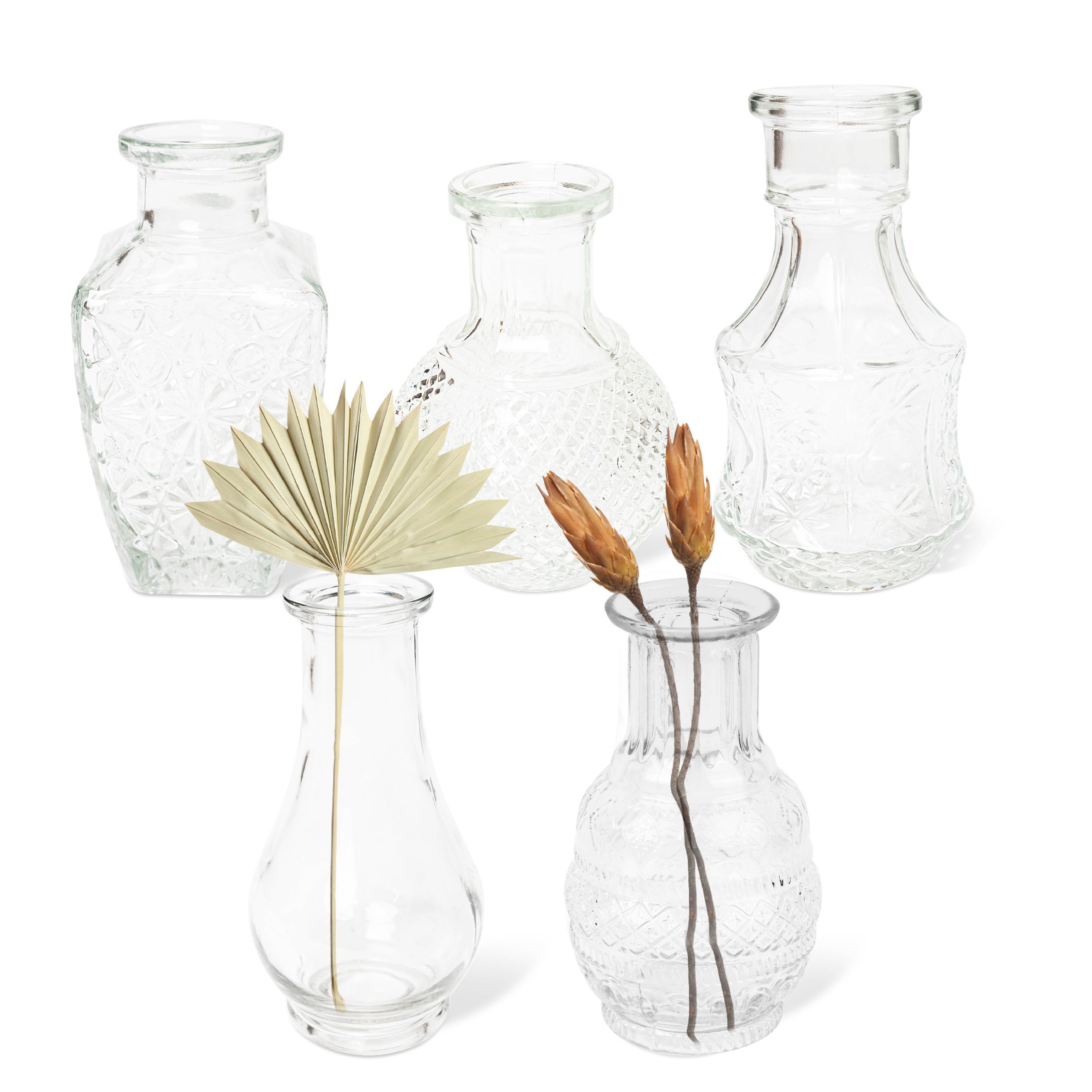 HEFTMAN SMALL GLASS VINTAGE VASE - SET OF 5