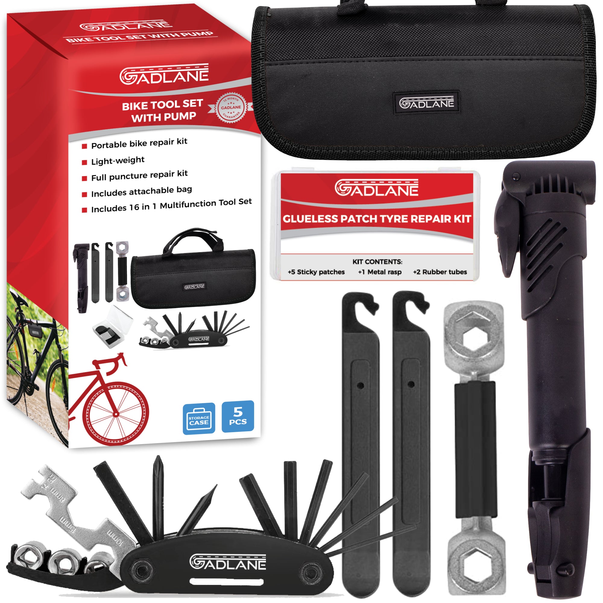 GADLANE BIKE TOOL SET WITH PUMP