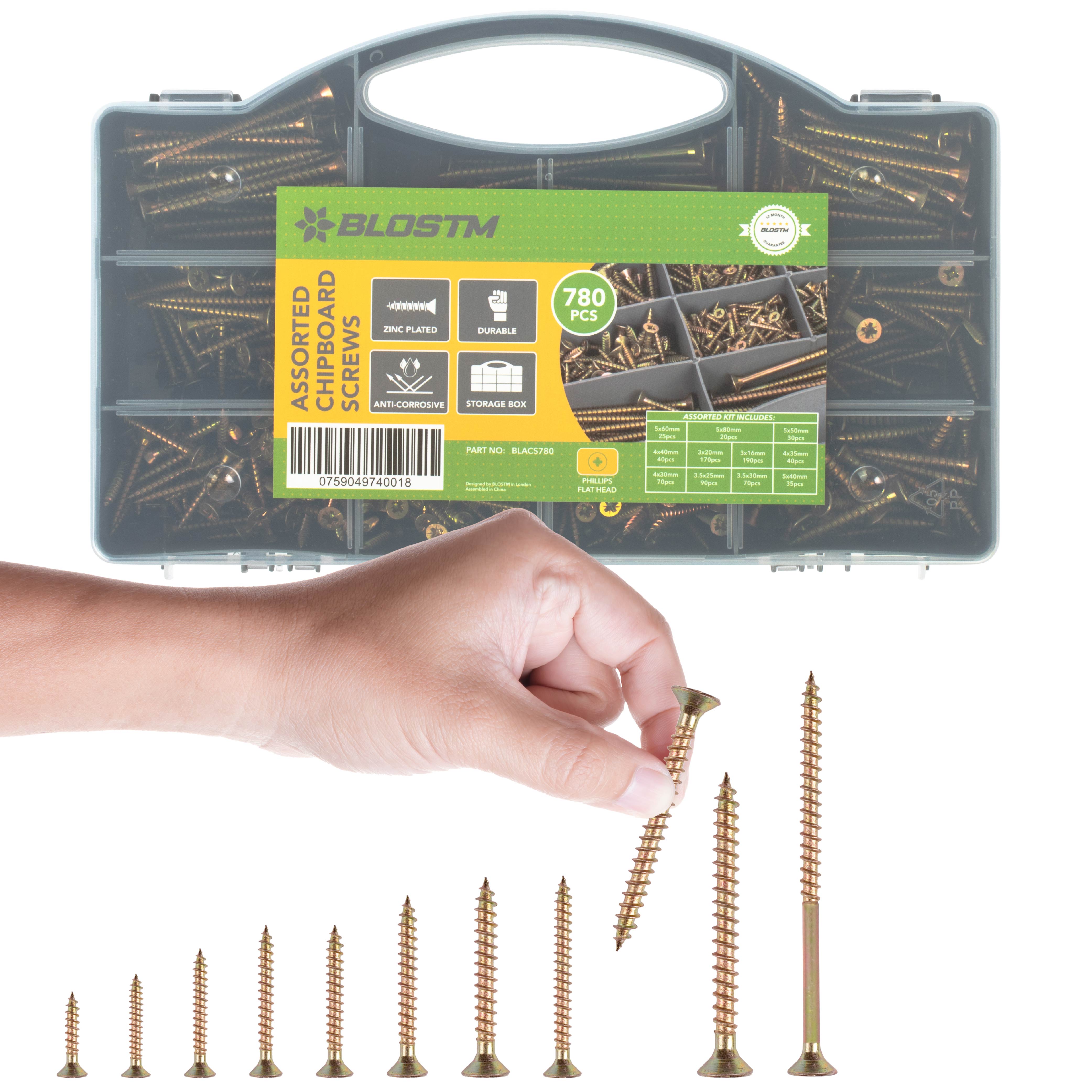 BLOSTM ASSORTED CHIPBOARD SCREWS