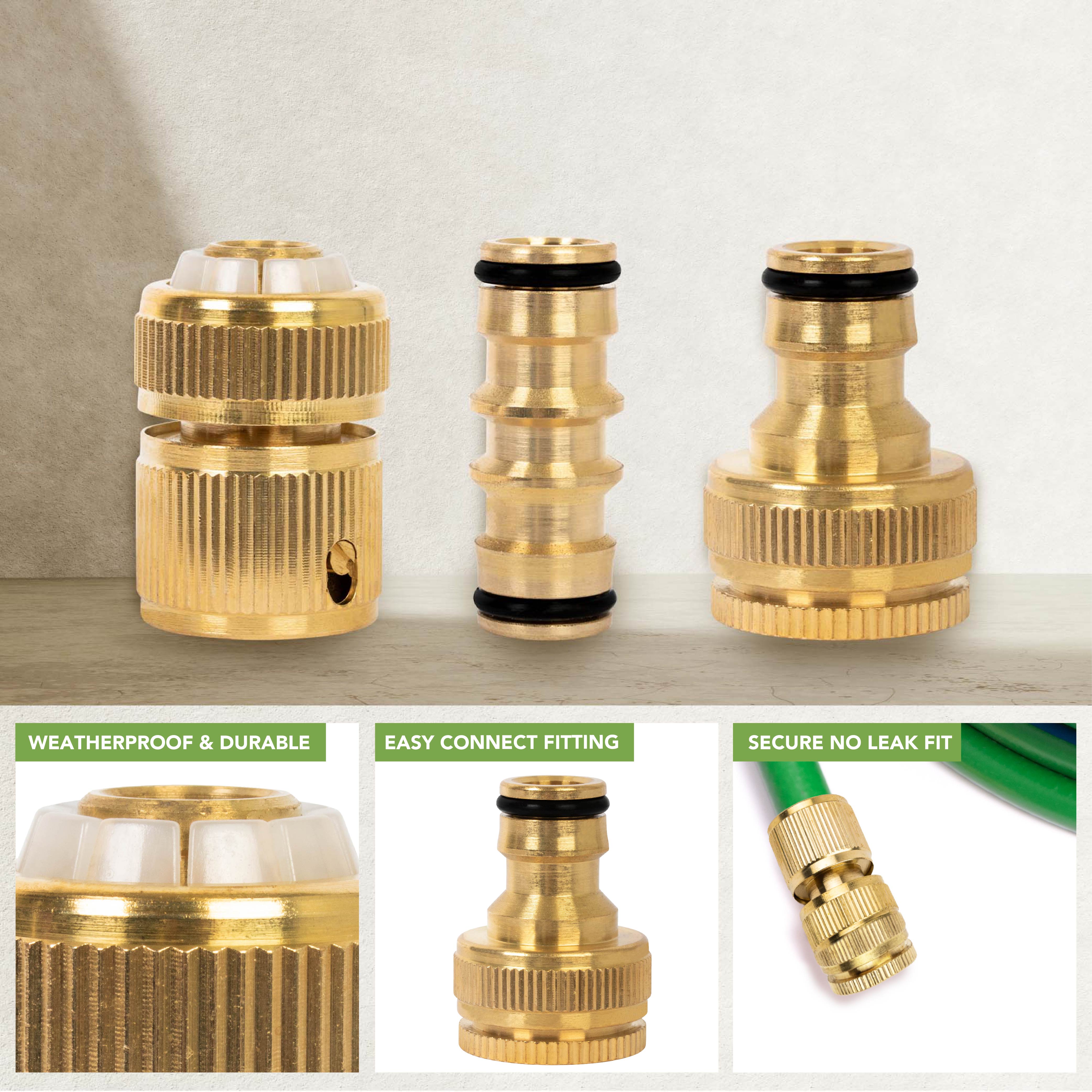 BLOSTM BRASS GARDEN HOSE CONNECTORS 6 PACK